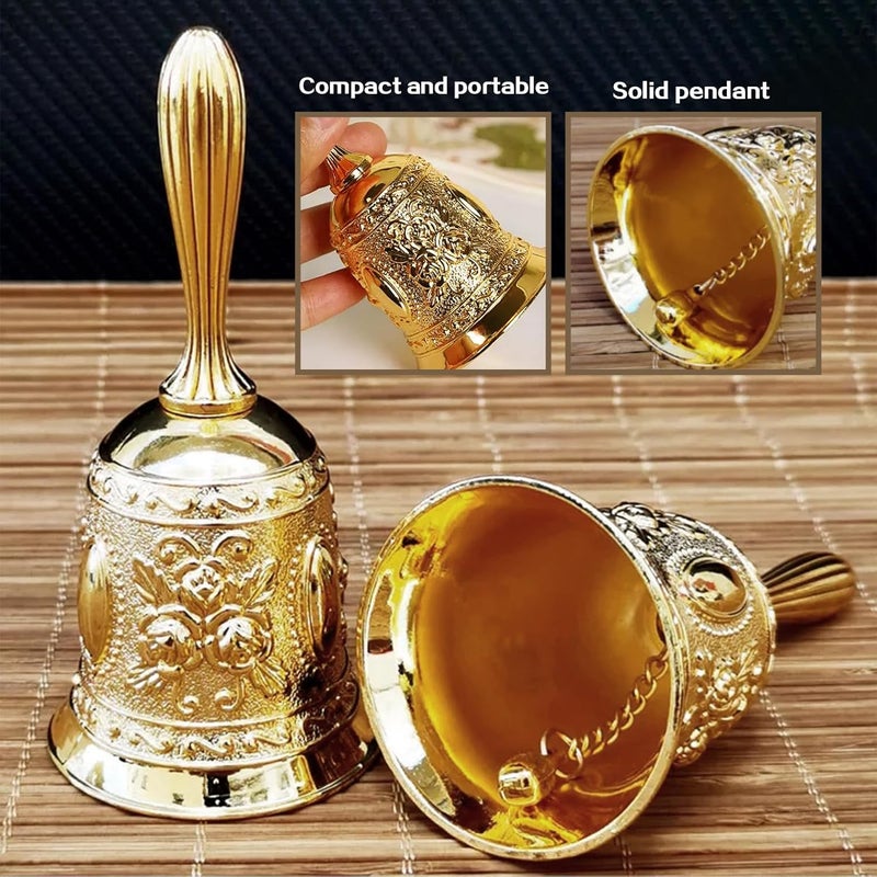 ARKLOID 1 Pack Vintage Hand Bell for Wedding,Dinner,Gift (Gold) - Image 3